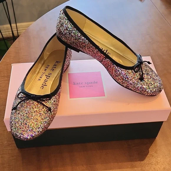 Kate Spade Honey glitter ballet flats rainbow - Picture 1 of 12
